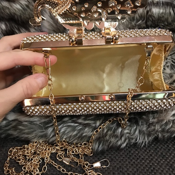 Fawziya crystal clutch 3 way wear peacock themed - Picture 10 of 11